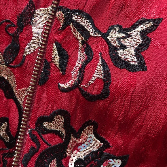 Zara Contrast Embroidery Sequin Bomber Jacket - Picture 4 of 8